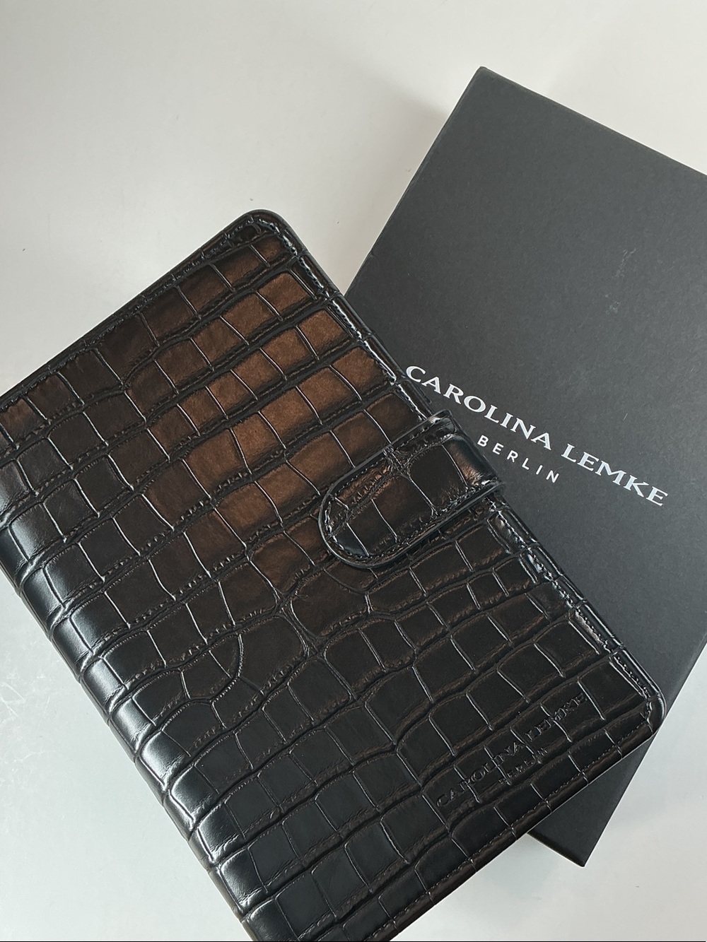 Carolina Lemke Berlin Croc Embossed Planner Binder Organizer + Pen (new in box)